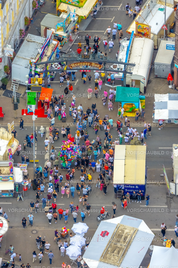 Herne220804011CrangerKirmes |  Luftbild, Cranger Kirmes in Herne-Crange, gut 50 Fahrgeschäfte laden auf das größte Volksfest in NRW ein, Unser Fritz, Herne, Ruhrgebiet, Nordrhein-Westfalen, Deutschland