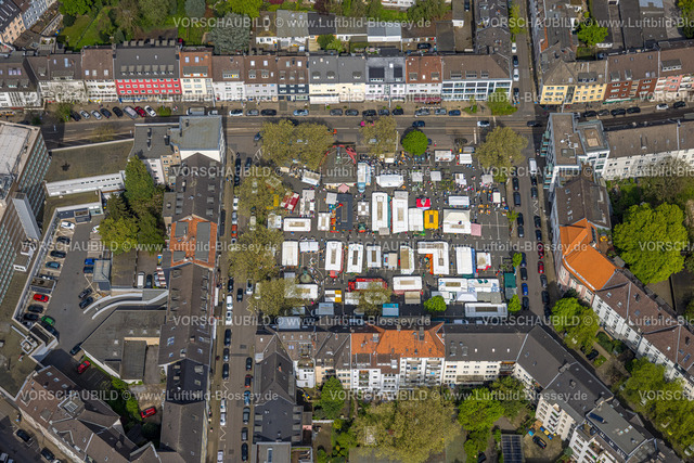 Essen240400894 | Luftbild, Marktplatz Rüttenscheid Wochenmarkt mit Marktständen, umgeben von Mietshäusern, Rüttenscheid, Essen, Ruhrgebiet, Nordrhein-Westfalen, Deutschland