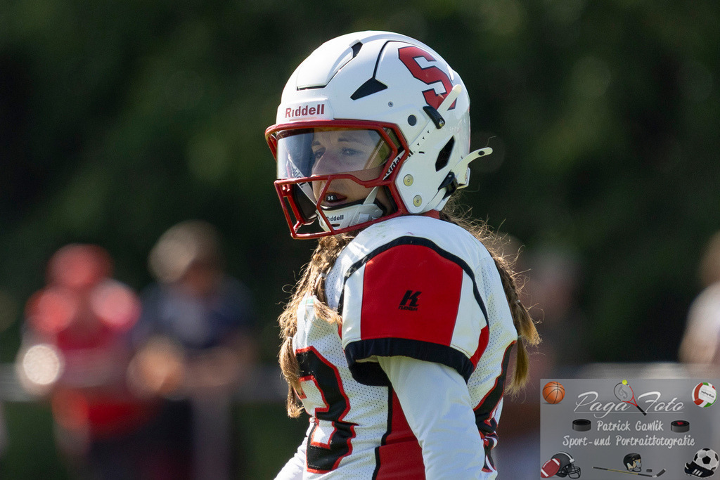 GFLW 1: German Football League Women 1: Rodgau Pioneers Ladies - Stuttgart Scorpions Sisters, 07.06.2026 | Melina Locher (Stuttgart Scorpions Sisters #43), Freisteller, Portrait / Porträt, Rodgau Pioneers Ladies - Stuttgart Scorpions Sisters, Rodgau, Maingau-Energie-Stadion "Am Weichsee", 7.6.2026 - Realisiert mit Pictrs.com