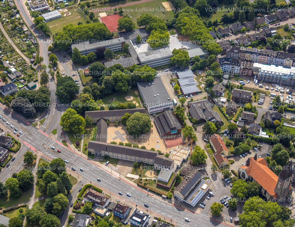 Hamm250700789Mitte | Luftbild, Bodelschwingh-Schule und Sporthalle Beisenkamp, grüne Bäume, Baustelle Erweiterungsbau, Mitte, Hamm, Ruhrgebiet, Nordrhein-Westfalen, Deutschland