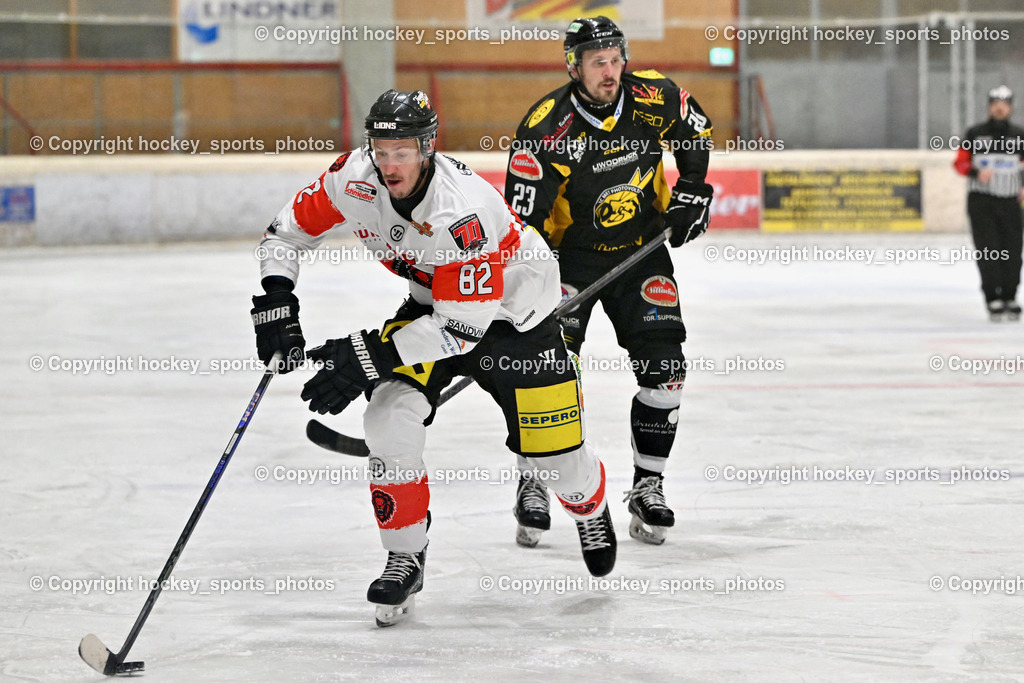 EC MET PHOTOVOLTAIK HORNETS SPITTAL vs. EV ZELTWEG MURTAL LIONS | #82 Quinz Marco EV ZELTWEG MURTAL LIONS, #23 Sodja Urban EC Hornets Spittal, EC MET PHOTOVOLTAIK HORNETS SPITTAL vs. EV ZELTWEG MURTAL LIONS, EC MET PHOTOVOLTAIK HORNETS SPITTAL vs. EV ZELTWEG MURTAL LIONS am 08.02.2026 in Spittal an der Drau (Eissportzentrum Spittal), Austria, (Photo by Bernd Stefan)