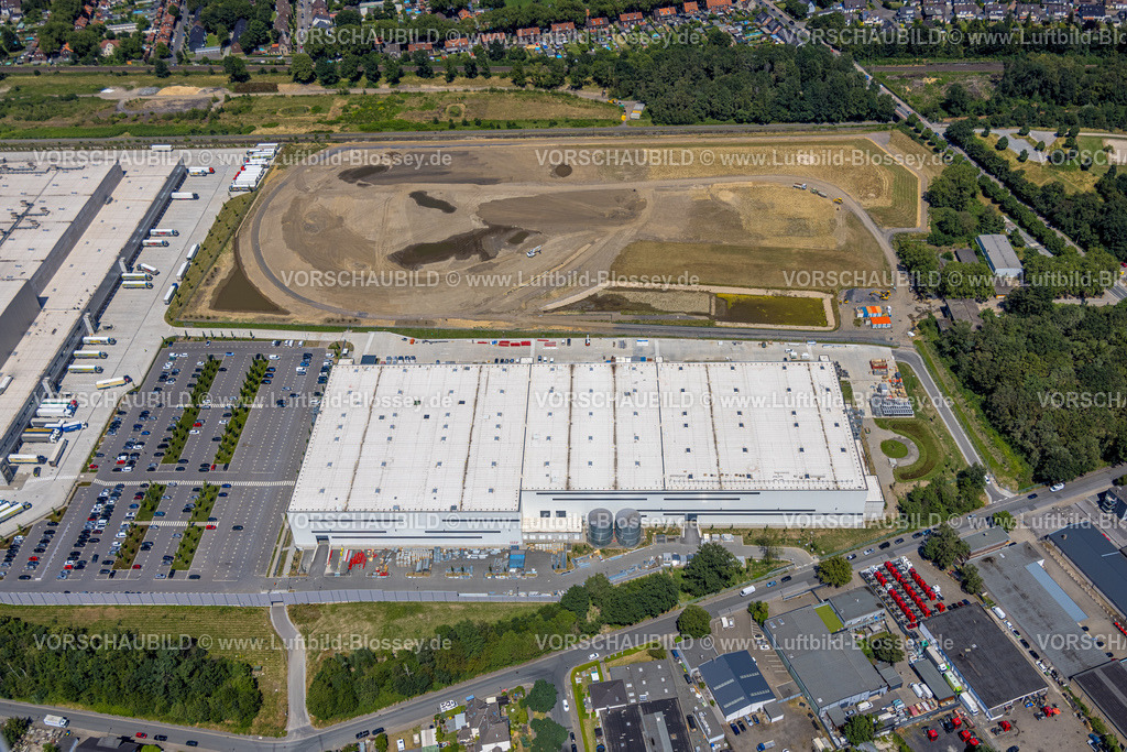 Oberhausen230705925 | Luftbild, Baustelle für Picnic E-Food-Lager neben dem Edeka Zentrallager Logistikzentrum an der Autobahn A3, Waldteich, Schwarrze Heide, Oberhausen, Ruhrgebiet, Nordrhein-Westfalen, Deutschland