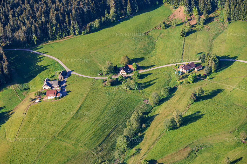Luftbild: Drei Schwarzwaldhöfe und Mooswaldkapelle im Ortsteil Diesenhof in Lauterbach im Bundesland Baden-Württemberg in Deutschland.Foto: IMG_156503.jpg vom 17.05.2026 durch Werner Riehm/FLY-FOTO.deAuflösung des Originals: 6000 x 4000 px