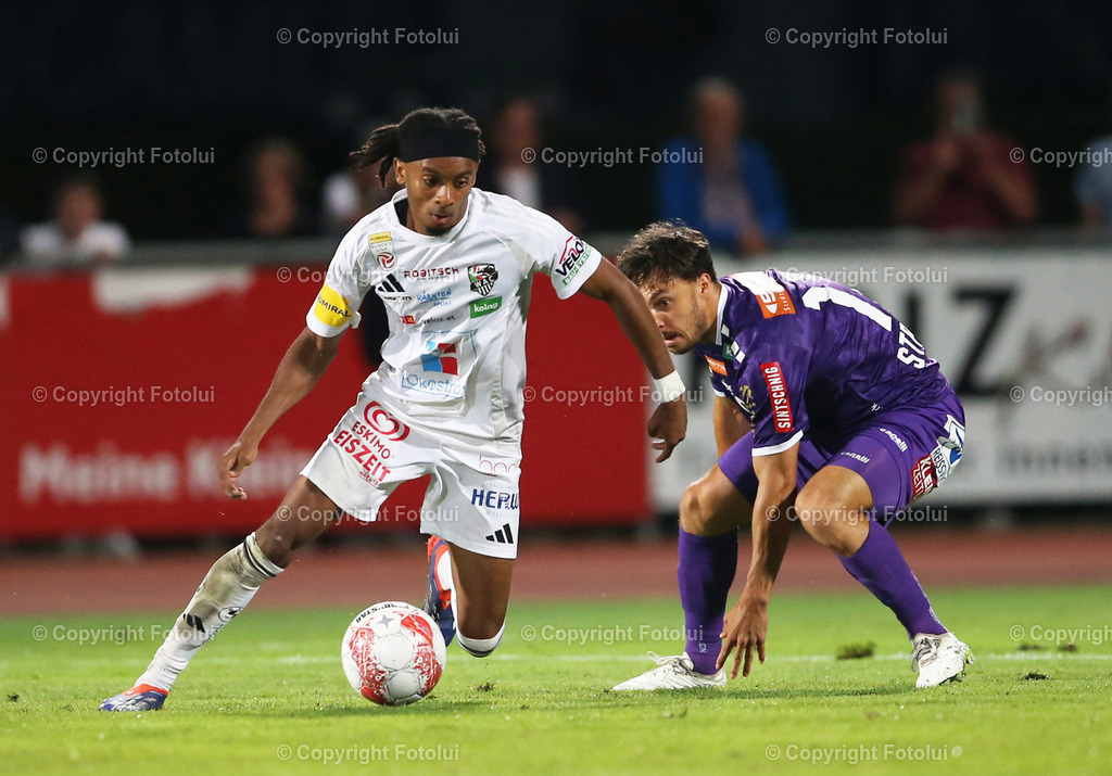A_LUI_030824_07 | SPORT,FUSSBALL,ADMIRAL BUNDESLIGA RC PELLETS WAC-AUSTRIA KLAGENFURT 03.08.2024 IM BILD: THIERNO BALLO (WAC) UND SIMON STRAUDI (A.KLAGENFURT) FOTO:FOTOLUI/MW