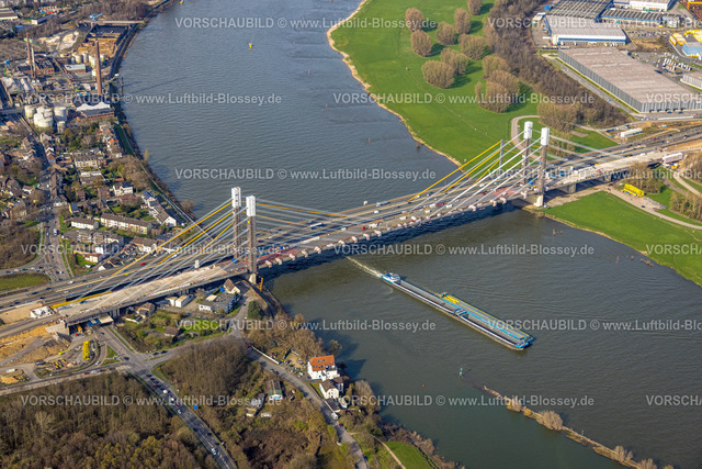 Duisburg230303023 | Luftbild, Baustelle mit Erweiterung der Autobahn A40 inklusive Ersatzneubau der Rheinbrücke Neuenkamp, Alt-Homberg, Duisburg, Ruhrgebiet, Nordrhein-Westfalen, Deutschland