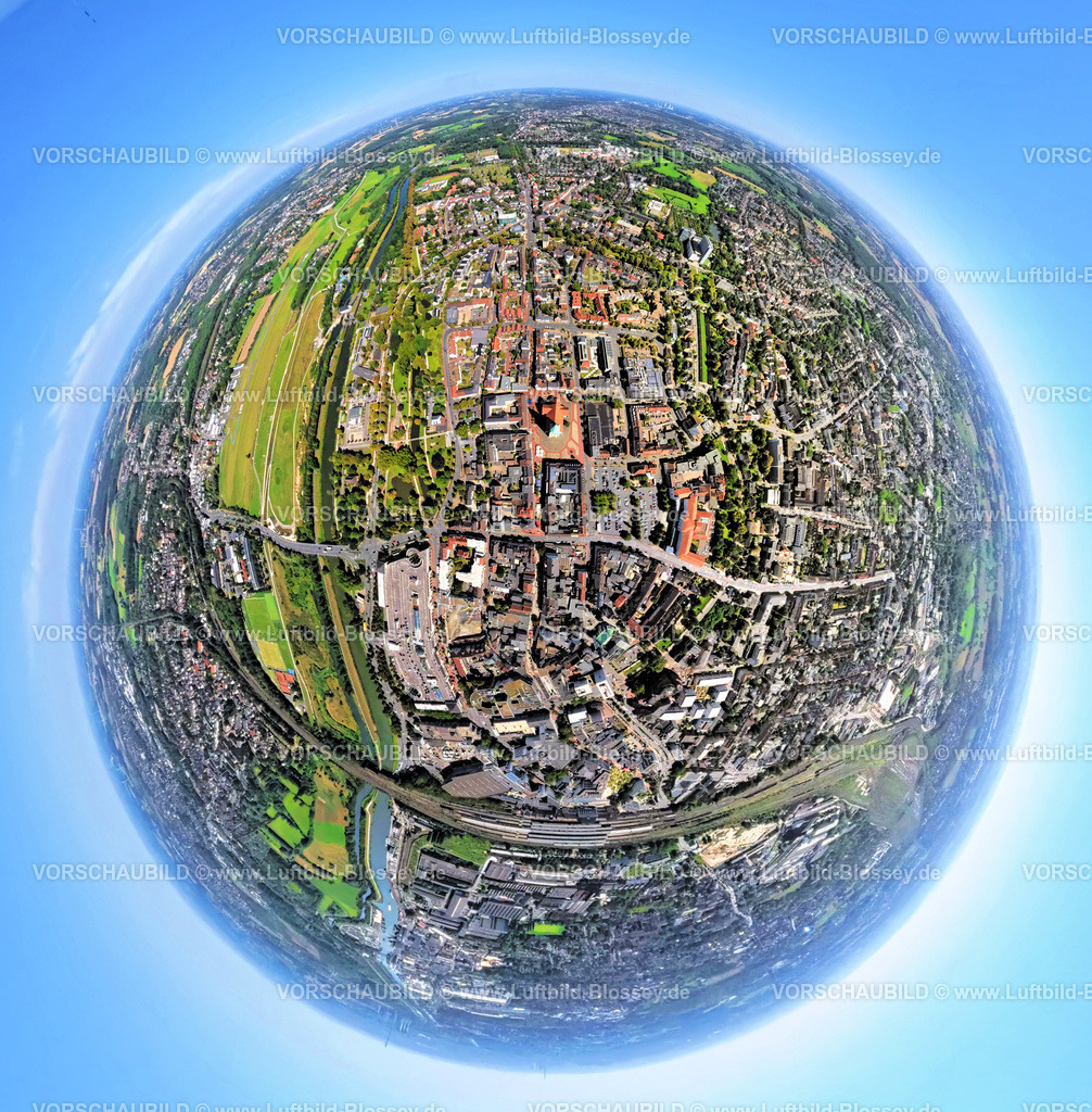 Hamm250811537Mitte_Pauluskirche_Erlebnisraumjpg | Luftbild, City Innenstadt mit evang. Pauluskirche, Lippeaue Erlebensraum und Flugplatz Hamm Lippewiesen EDLH, Kläranlage Hamm Mattenbecke, Datteln-Hamm-Kanal und Fluss Lippe, Erdkugel, Fisheye Aufnahme, Fischaugen Aufnahme, 360 Grad Aufnahme, tiny world, little planet, fisheye Bild, Mitte, Hamm, Ruhrgebiet, Nordrhein-Westfalen, Deutschland