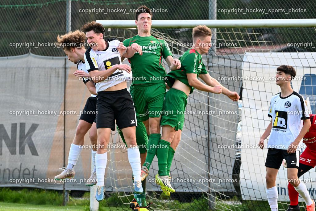 FC Gmünd vs. SV Spittal 1921 | #3 Killian Brandner SV Spittal, #19 Nico Payer FC Gmünd, #4 Daniel Pichorner FC Gmünd, #16 Moritz Müller SV Spittal, FC Gmünd vs. SV Spittal 1921, FC Gmünd vs. SV Spittal 1921 am 27.08.2024 in Gmünd (Sportplatz Karnerau), Austria, (Photo by Bernd Stefan)