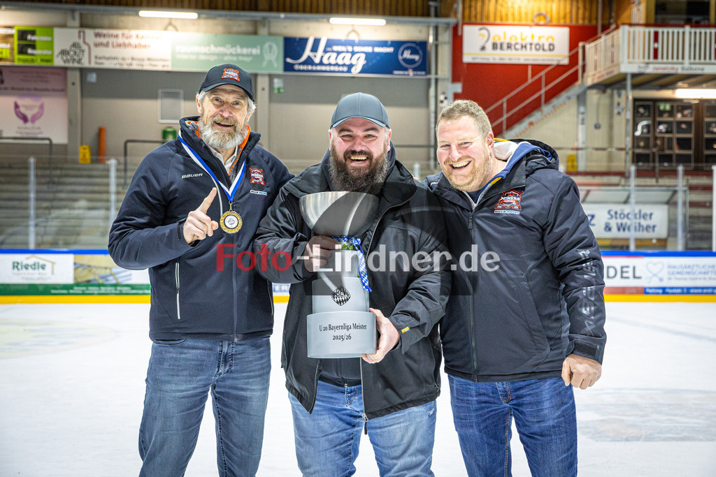 Peißenberg MINERS U20 Meisterfeier | Eishockey Bayernliga U20 Siegerehrung 2026, Peißenberg MINERS U20 Meisterfeier, 20260314,,2026-03-14 in Peißenberg (flatbuy Arena Peißenberg), Copyright: WolfgangxLindner www.foto-lindner.de