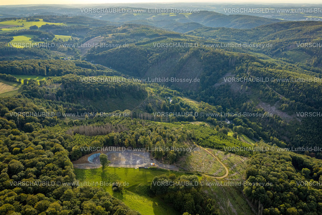 Hagen230903980 | Luftbild, Baustelle für Windrad im Wald mit Waldschäden, nahe Rafflenbeul, Eilpe, Hagen, Ruhrgebiet, Nordrhein-Westfalen, Deutschland