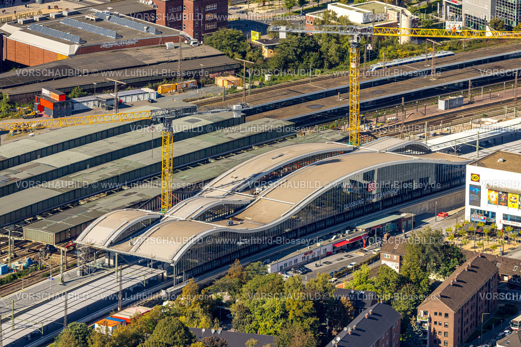 Duisburg241003963 | Luftbild, Hauptbahnhof Hbf Deutsche Bahn AG, Großbaustelle Hauptbahnhof Gleishalle und Vorplatz Ost, Dellviertel, Duisburg, Ruhrgebiet, Nordrhein-Westfalen, Deutschland