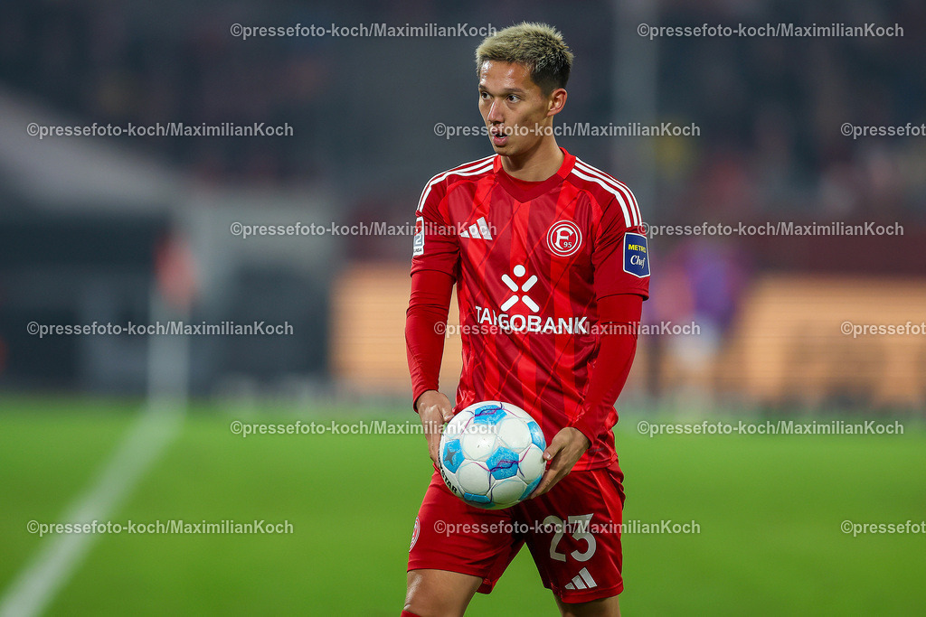 Due0911240109602170 | 09.11.2024, Fußball, Fortuna Düsseldorf - SC Paderborn 07, 2. Bundesliga, Merkur Spiel-Arena, Saison 2024 2025: Shinta Appelkamp (Fortuna Düsseldorf #23) DFB regulations prohibit any use of photographs as image sequences and or quasi-video.