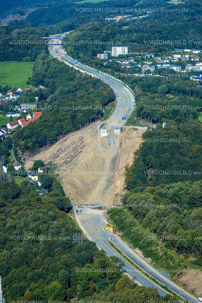 Luedenscheid230908006Rahmedebruecke | Luftbild, Abgerissene und gesprengte Talbrücke Rahmede der Autobahn A45, Baustelle für Neubau, Gevelndorf, Lüdenscheid, Sauerland, Nordrhein-Westfalen, Deutschland