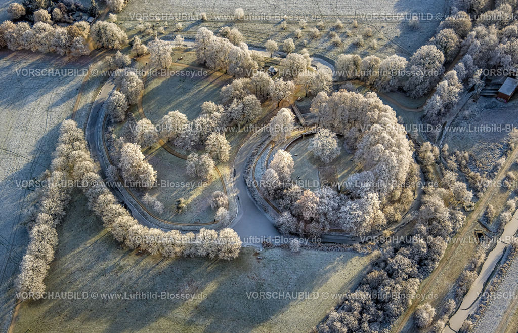 Hamm221202736 | Luftbild, Burghügel Mark, winterliche Landschaft an der Hochschule, Uentrop, Hamm, Ruhrgebiet, Nordrhein-Westfalen, Deutschland