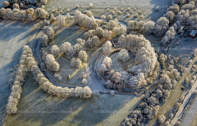 Hamm221202736 | Luftbild, Burghügel Mark, winterliche Landschaft an der Hochschule, Uentrop, Hamm, Ruhrgebiet, Nordrhein-Westfalen, Deutschland