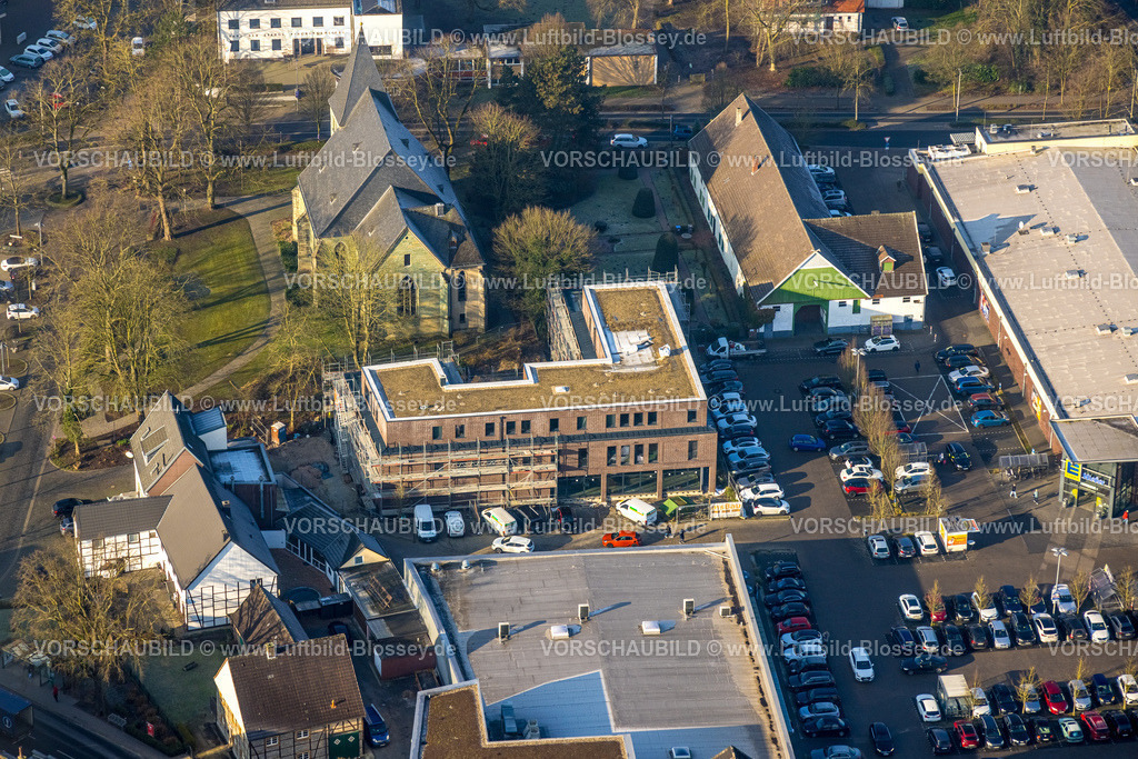 Hamm250201207Herringen | Luftbild, Einkaufszentrum Herringer Markt mit Baustelle Geschäftshaus, evang St.-Victor-Kirche, Stadtbezirk Herringen, Hamm, Ruhrgebiet, Nordrhein-Westfalen, Deutschland