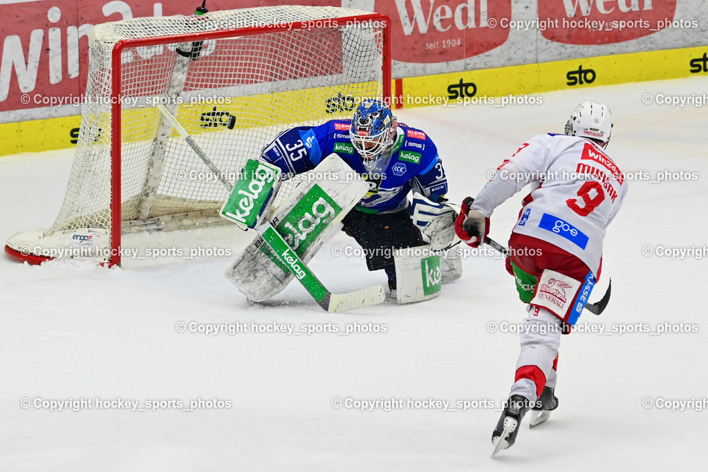 EC IDM WÄRMEPUMPEN VSV vs. EC KAC | #35 Cannata Joe EC VSV, #9 Mursak Jan EC KAC, Penalty, Tor EC KAC, EC IDM WÄRMEPUMPEN VSV vs. EC KAC, EC IDM WÄRMEPUMPEN VSV vs. EC KAC am 02.02.2025 in Villach (Stadthalle Villach), Austria, (Photo by Bernd Stefan)