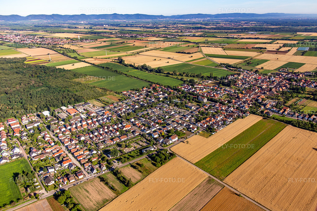 Luftbild: Ortsansicht von Osten in Westheim im Bundesland Rheinland-Pfalz in Deutschland. Foto: IMG_142489.jpg vom 09.07.2024 durch Werner Riehm/FLY-FOTO.de