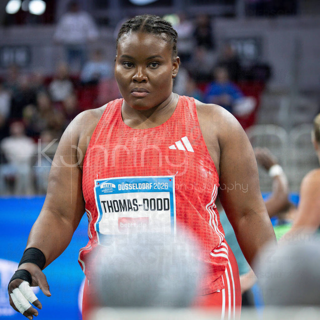 ISTAF Indoor; Duesseldorf, 24.01.2026 | DUESSELDORF, GERMANY - JANUARY 24:  Danniel Thomas-Dodd (JAM), shot put, during the ISTAF Indoor Dusseldorf at PSD Bank Dome on January 24, 2026 in Duesseldorf, Germany. 