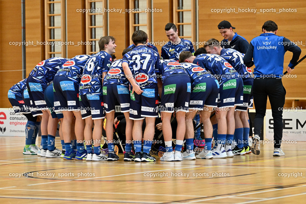FBK Loka vs. VSV Unihockey | VSV Unihockey Mannschaft, FBK Loka vs. VSV Unihockey, FBK Loka vs. VSV Unihockey am 23.03.2025 in Villach (Ballspielhalle St. Martin), Austria, (Photo by Bernd Stefan)