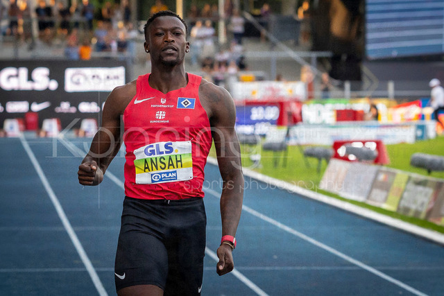 Deutsche Leichtathletik-Meisterschaften; Bochum-Wattenscheid, 25.07.2026 | Deutscher Meister über 100m Owen Ansah (Hamburger  SV); Deutsche Leichtathletik-Meisterschaften am 25.07.2026 im Lorheide-Stadion, Bochum-Wattenscheid (Nordrhein-Westfalen).