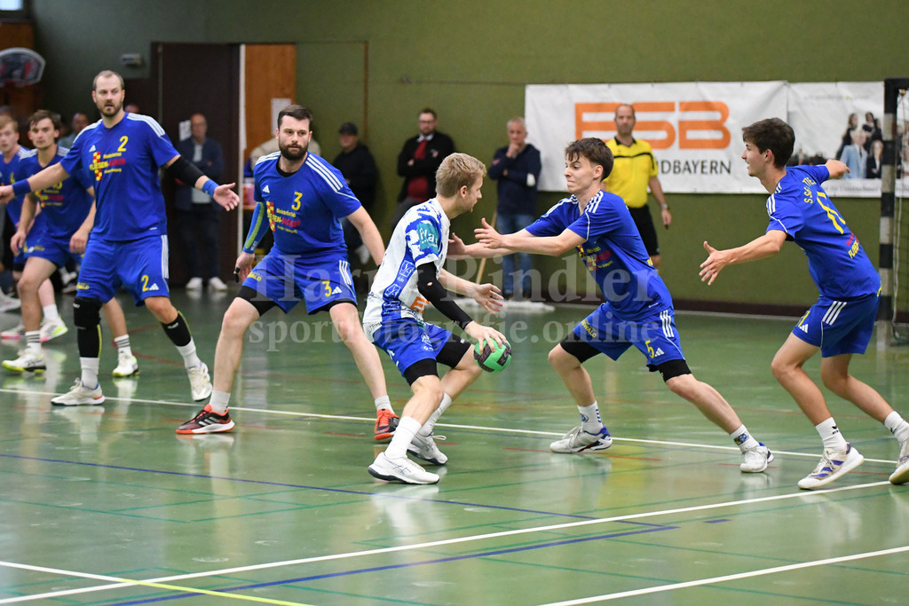 SSG Metten : ASV Dachau | Die Mettener Abwehr hatte mächtig zu tun: v.l. Karel Kveton (SSG Metten #2); Jan Matousik (SSG Metten #3); Philipp Gäck (SSG Metten #5); Ludwig Hilz (SSG Metten #11)  - Realisiert mit Pictrs.com