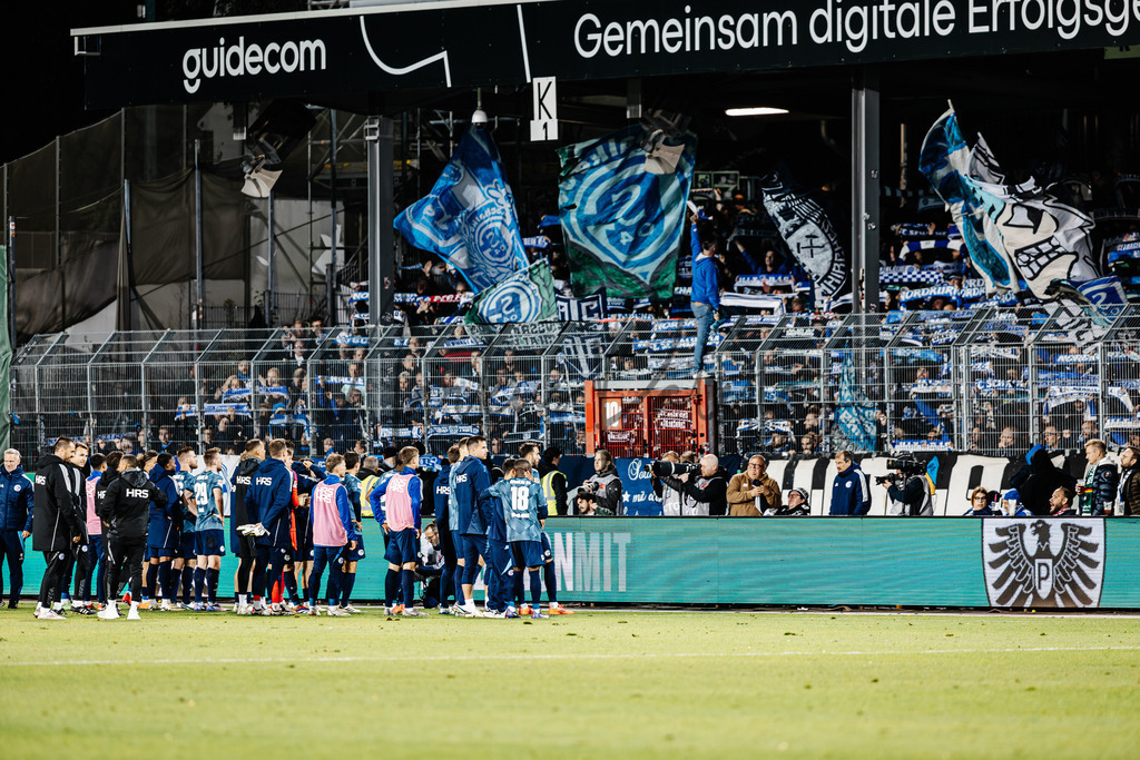 2. Bundesliga, Saison 2024/25, 7. Spieltag: SC Preußen Münster - FC Schalke 04 | Münster, 28.09.2024: 2. Bundesliga, 7. Spieltag, SC Preußen Münster gegen FC Schalke 04 im LVM-Preußenstadion in Münster. Foto: sportfotografie.ms | Markus Paletta - Realisiert mit Pictrs.com