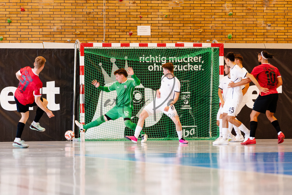Futsal-Bundesliga, Saison 2025/2026, 2. Spieltag: SC Preußen Münster - FC Liria Futsal Berlin | Futsal-Bundesliga, Saison 2025/2026, 2. Spieltag, SC Preußen Münster empfängt FC Liria Berlin in der Universitäts-Sporthalle in Münster. Foto: sportfotografie.ms | Markus Paletta - Realisiert mit Pictrs.com