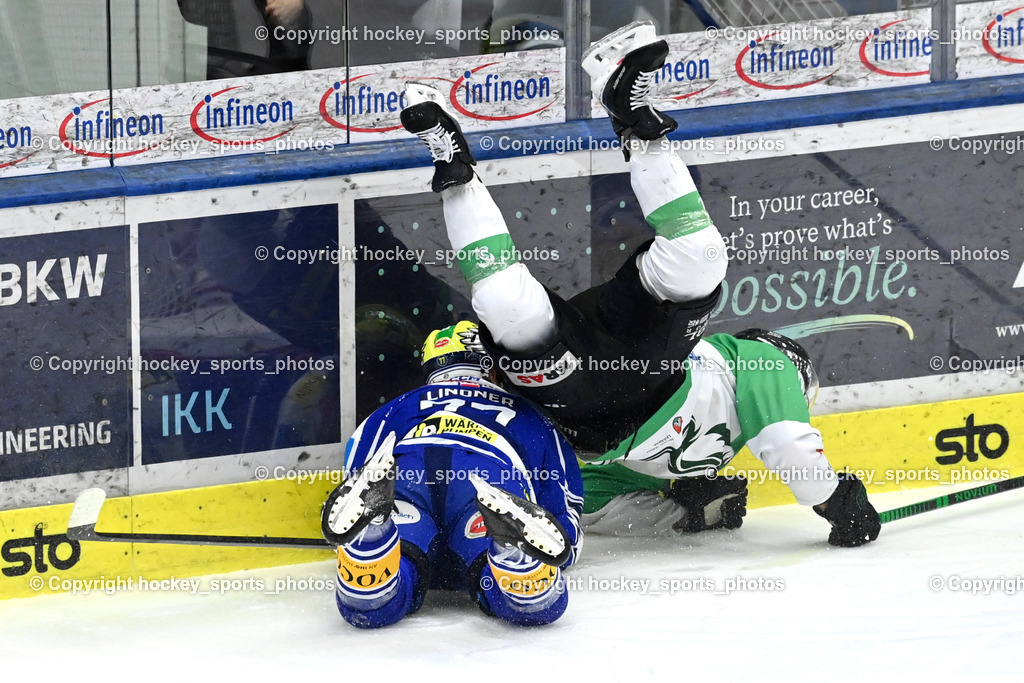 EC IDM WÄRMEPUMPEN VSV vs. Olimpija Ljubljana | #77 Philipp Lindner EC VSV, #12 Nik Simsic Olimpija Ljubljana, EC IDM WÄRMEPUMPEN VSV vs. Olimpija Ljubljana, EC IDM WÄRMEPUMPEN VSV vs. Olimpija Ljubljana am 01.02.2026 in Villach (Stadthalle Villach), Austria, (Photo by Bernd Stefan)