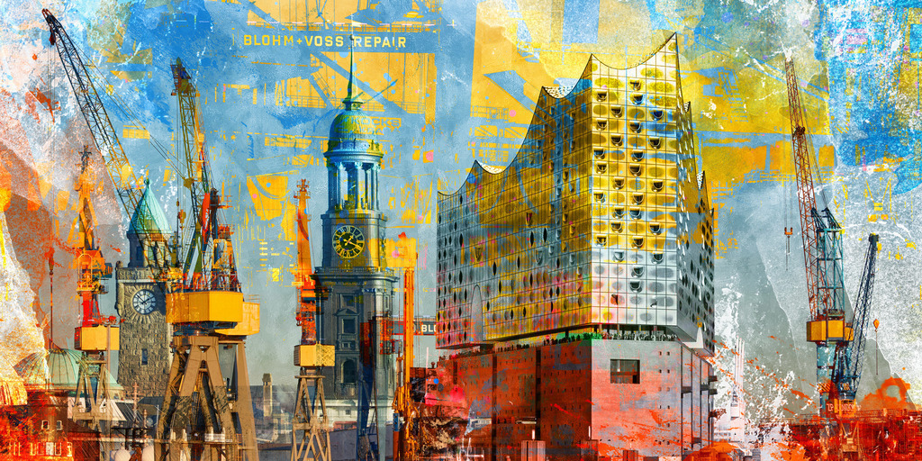 10230623 - Hamburg Collage 063 | Moderne Hamburg Fotocollage im Pop-Art Stil.
Bestellen Sie unsere exklusiven Hamburg Motive als Wandbild oder Poster in vielen Ausführungen und Formaten. Zur Auswahl gelangen Sie über "Bestellen".