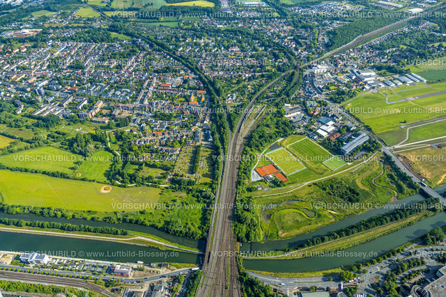 Hamm220601638 | Luftbild, Hammer Technologie- und Gründerzentrum sowie Sportanlage Hockey- und Tennisclub Hamm, Lippeaue und Schinennetz, Heessen, Hamm, Ruhrgebiet, Nordrhein-Westfalen, Deutschland