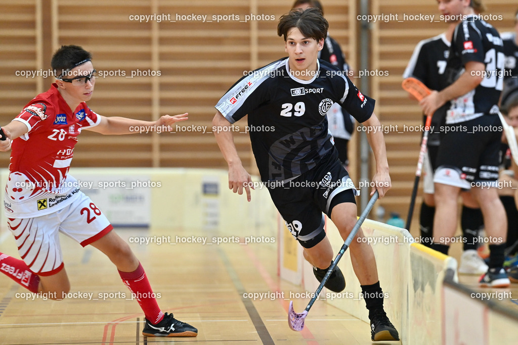 KAC Floorball vs. Wiener Floorballverein 10.9.2022 | #28 Gabriel Lekas, #29 Jonas-Justus Dopona