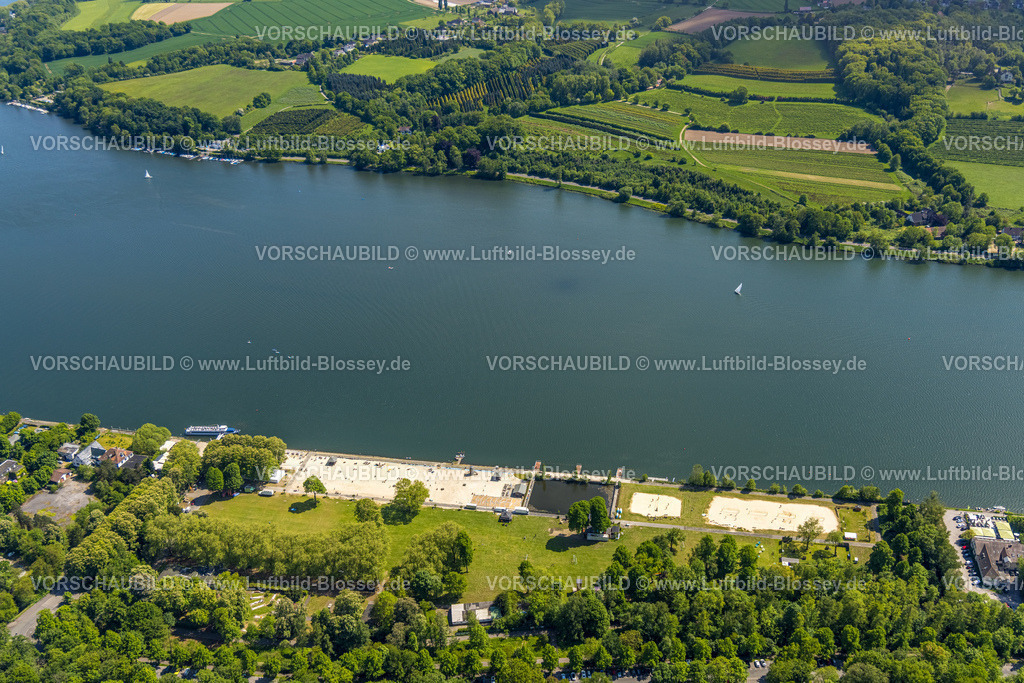 Essen230511929 | Luftbild, Baldeneysee mit Segelbooten, Seaside Beach, Bredeney, Essen, Ruhrgebiet, Nordrhein-Westfalen, Deutschland