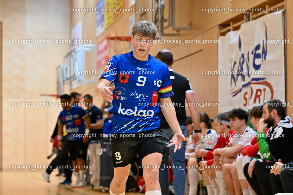 SC Ferlach vs. ALPLA HC Hard 2.3.2024 | #9 SAGER Nico SC Ferlach, SC Ferlach vs. ALPLA HC Hard 2.3.2024, SC Ferlach vs. ALPLA HC Hard am 02.03.2024 in Ferlach (Ballspielhalle Ferlach), Austria, (Photo by Bernd Stefan)