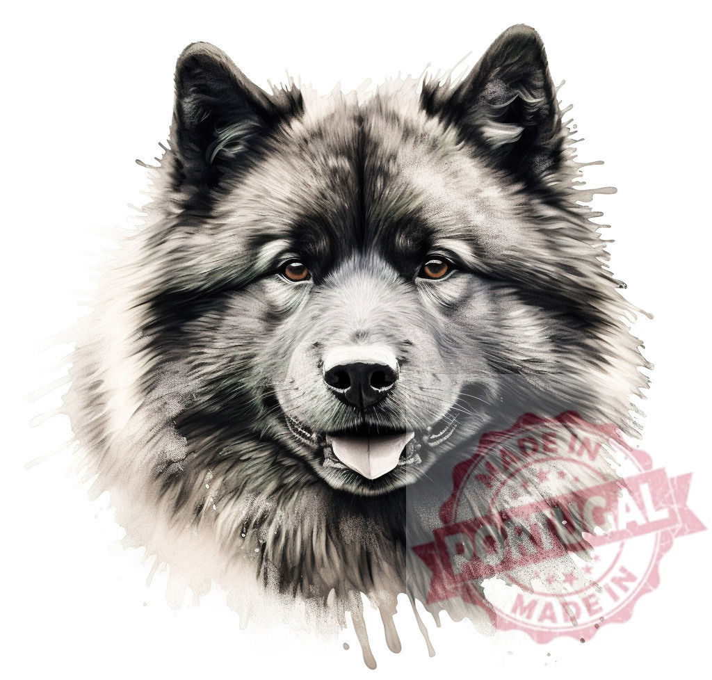 Akita dog portrait featuring watercolor ink splash painting | Professional artful dog portraits Akita dog head looking forward, rendered in a watercolor and ink splash art style - Realisiert mit Pictrs.com