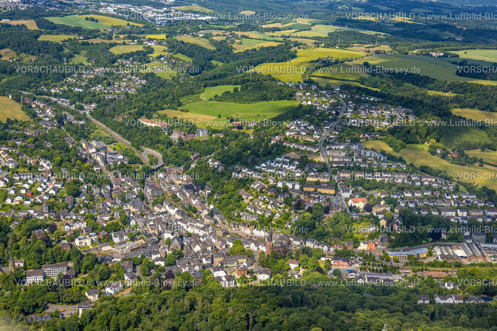 Velbert250600646Langenberg | Luftbild, Wohngebiet Ortsansicht Langenberg Mitte, Hügellandschaft, Oberbonsfeld, Velbert, Ruhrgebiet, Nordrhein-Westfalen, Deutschland