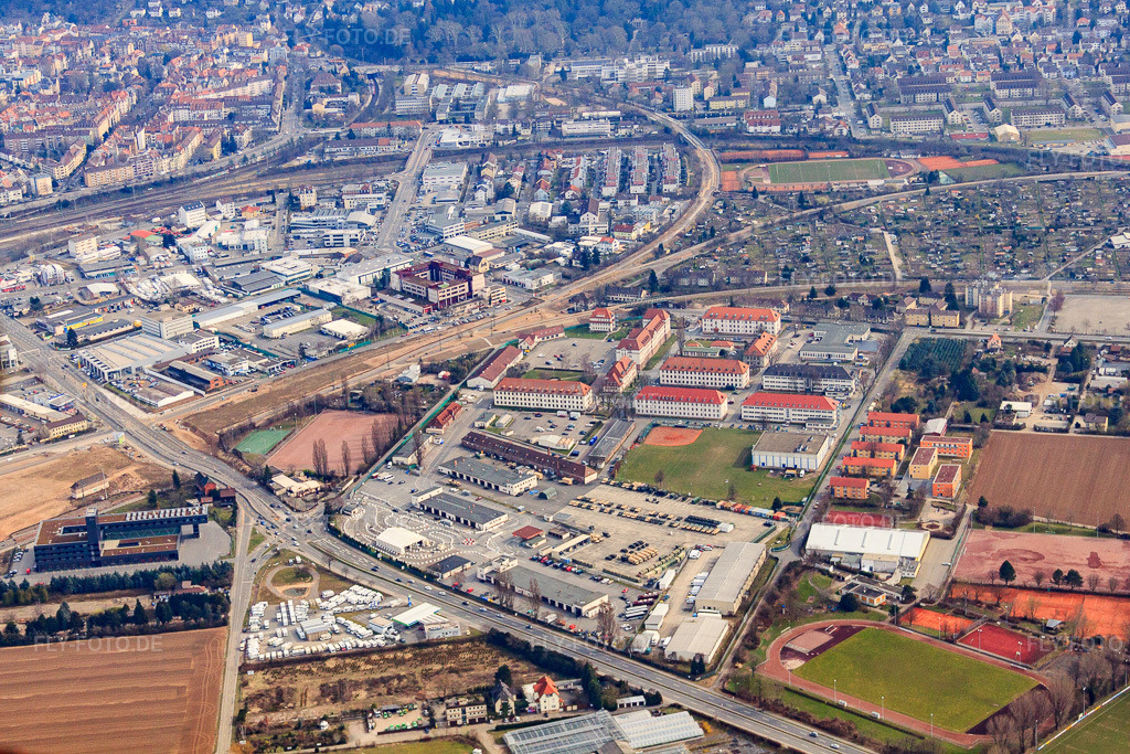 Luftbild: Margot-Becke-Ring von Westen im Ortsteil Am Kirchheimer Weg in Heidelberg im Bundesland Baden-Württemberg in Deutschland. Foto: IMG_37861.jpg vom 12.03.2011 durch Werner Riehm/FLY-FOTO.deAuflösung des Originals: 4520 x 3013 px