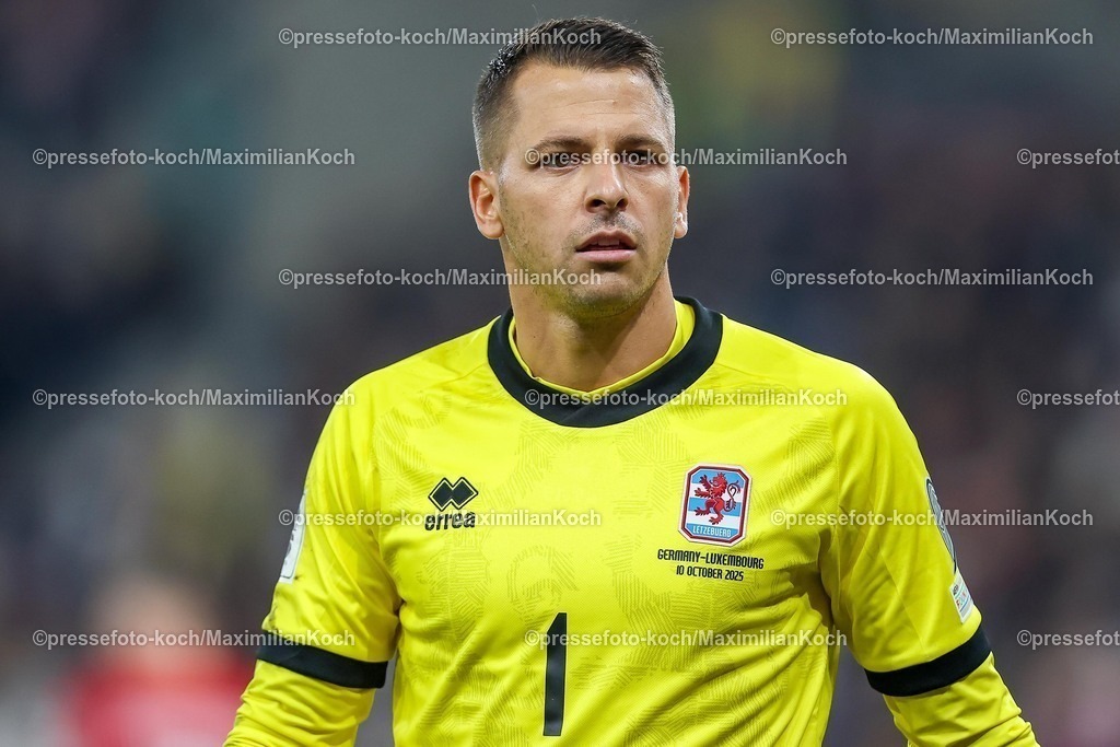 DFB10102502207 | 10.10.2025, Fußball, Länderspiel, Deutschland - Luxemburg, UEFA WM-Qualifikation, 2025/2026, Gruppe A, PreZero Arena in Sinsheim: Torwart Anthony Moris (T) (LUX #01) DFB regulations prohibit any use of photographs as image sequences and or quasi-video.