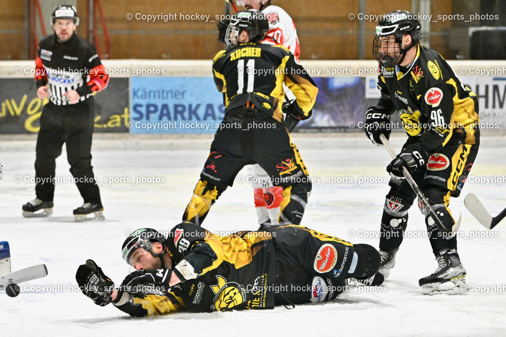 EC MET PHOTOVOLTAIK HORNETS SPITTAL vs. EV ZELTWEG MURTAL LIONS | #38 Zorec Marco EC Hornets Spittal, #96 Peharz Joshua EC Hornets Spittal, #11 Kucher Florian EC Hornets Spittal, EC MET PHOTOVOLTAIK HORNETS SPITTAL vs. EV ZELTWEG MURTAL LIONS, EC MET PHOTOVOLTAIK HORNETS SPITTAL vs. EV ZELTWEG MURTAL LIONS am 08.02.2026 in Spittal an der Drau (Eissportzentrum Spittal), Austria, (Photo by Bernd Stefan)