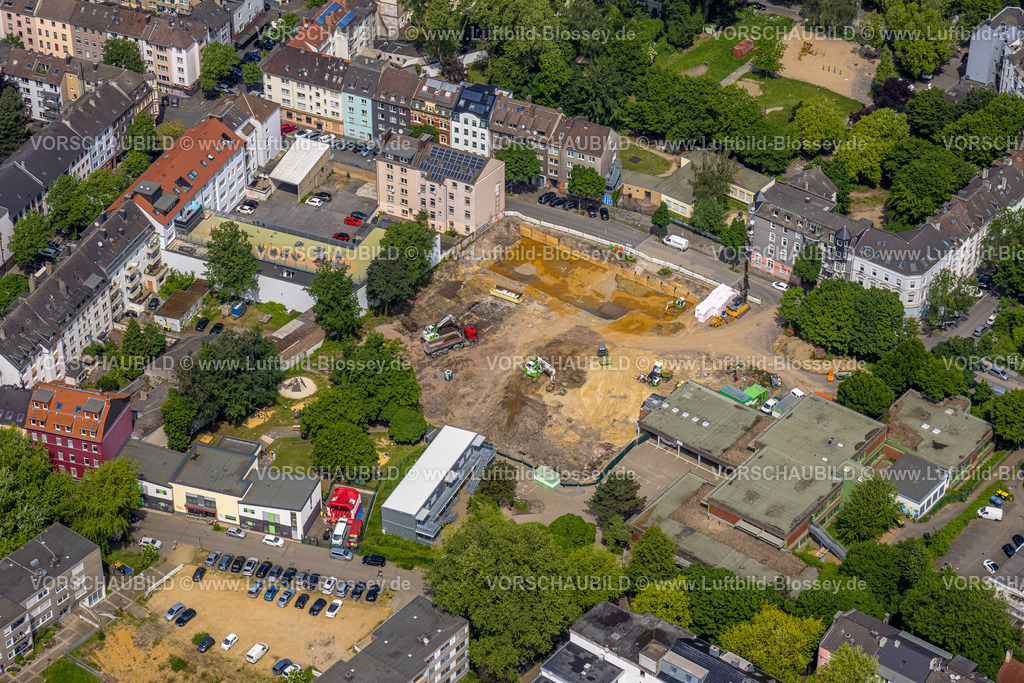 Dortmund240507241 | Luftbild, Wohngebiet und Baustelle zwischen Heiligegartenstraße und Kielstraße, Baustelle Heroldstraße, DRK Kindergarten Sandkorn Kielstraße, Nordmarkt, Dortmund, Ruhrgebiet, Nordrhein-Westfalen, Deutschland