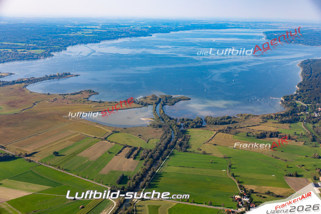 Aktuelles Luftbild von ammer ammersee - Die Luftaufnahme wurde 2020 mittels UL-Flugzeug erstellt ( keine Drohne ) - hochauflösende Kamera-Systeme von  Canon -Beste Qualität - Für grossformatige Ausdrucke geeignet. Die Geschenkidee !
