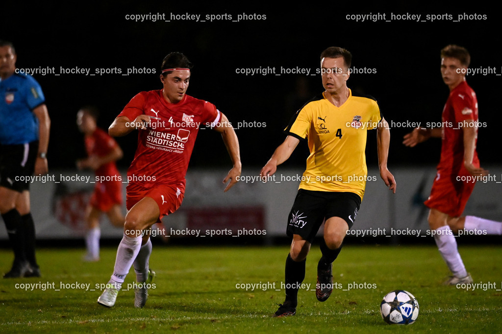 FC KAC 1909 vs. FC Nussdorf Debant | #4 Patrick Legner FC KAC, #4 Tobias Jeller FC Nussdorf Debant, FC KAC 1909 vs. FC Nussdorf Debant, FC KAC 1909 vs. FC Nussdorf Debant am 19.09.2025 in Klagenfurt (Sportplatz KAC), Austria, (Photo by Bernd Stefan)
