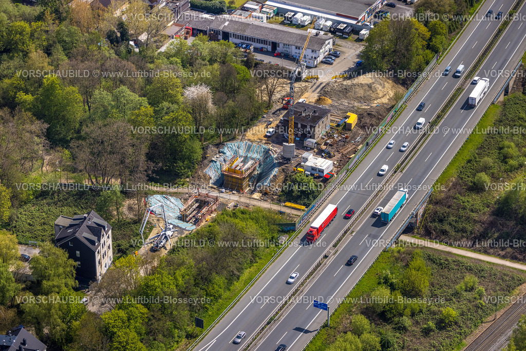 Herne230403320Ost | Luftbild, Autobahn A43, Baustelle Autobahnbrücke Trasse Constantin, Herne-Süd, Herne, Ruhrgebiet, Nordrhein-Westfalen, Deutschland
