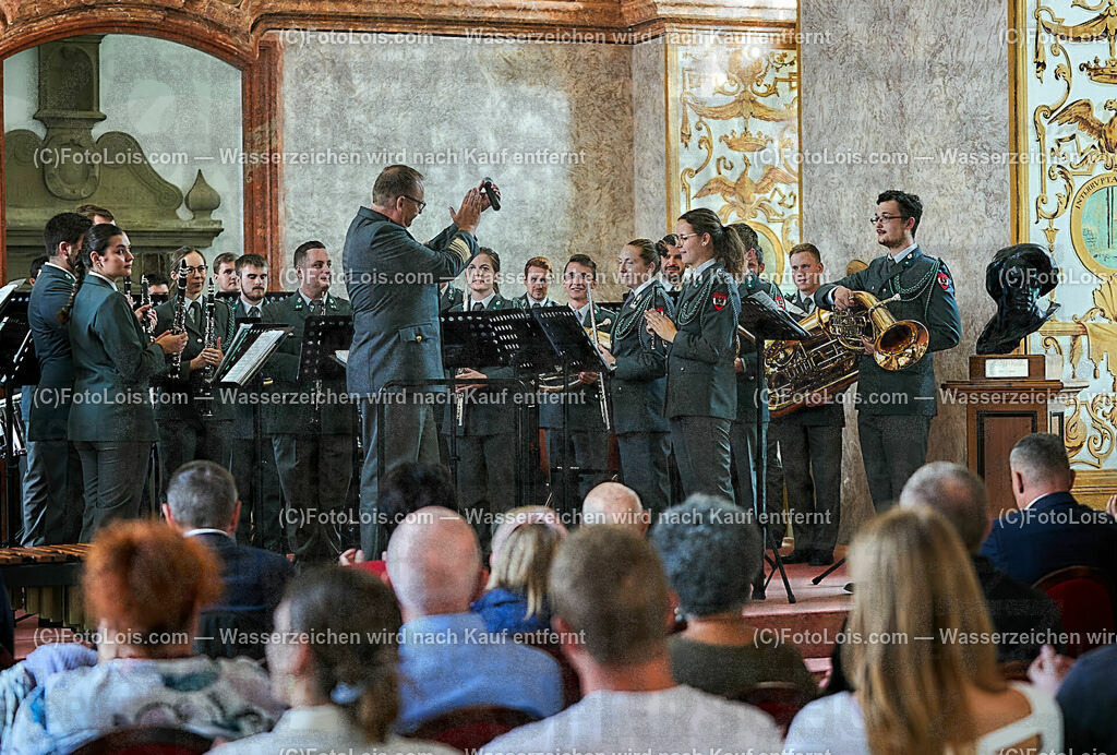 ALS1461_XXXIX-Chopin-Festival_Ausklang_Militaermusikkapelle NOe | (C)FotoLois.com, Alois Spandl, XXXIX. internationales CHOPIN-Festival in der Kartause Gaming, AUSKLANG in der Barockbibliothek mit der Militärmusik Niederösterreich unter der Leitung von Militärkapellmeister Oberst Adolf Obendrauf, So 6. August 2023.