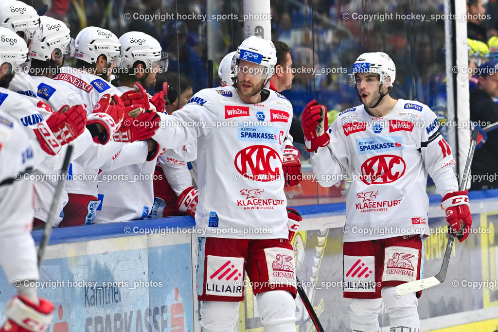 EC IDM Wärmepumpen VSV vs. EC KAC 17.3.2023 | #14 Postma Paul, #11 Haudum Lukas, Jubel EC KAC Mannschaft
