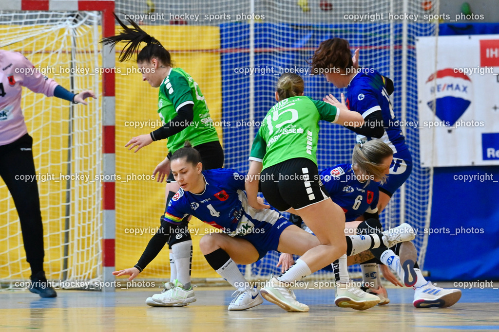 SC Ferlach Damen vs. HIB Graz 18.2.2023 | #4 SENITZA Luisa Marina, #15 NIKOLIC Ivana, #6 KAVALAR Anna-Maria