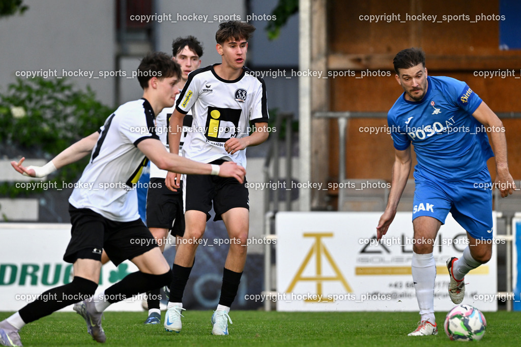 SAK vs. SV Spittal Drau 1921 | #21 Tristan Brükk SV Spittal, #10 Moritz Müller SV Spittal, #4 Rok Jazbec SAK, SAK vs. SV Spittal Drau 1921, SAK vs. SV Spittal Drau 1921 am 23.05.2025 in Klagenfurt (Sportpark Welzenegg), Austria, (Photo by Bernd Stefan)