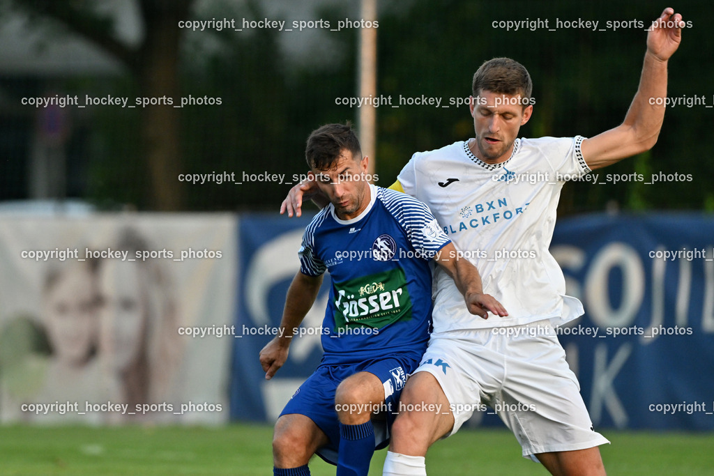 SAK vs. SV Dellach Gail | #10 Samir Nuhanovic SV Dellach Gail, #22 Leo Ejup SAK, SAK vs. SV Dellach Gail, SAK vs. SV Dellach Gail am 14.08.2025 in Klagenfurt (Sportpark Welzenegg), Austria, (Photo by Bernd Stefan)