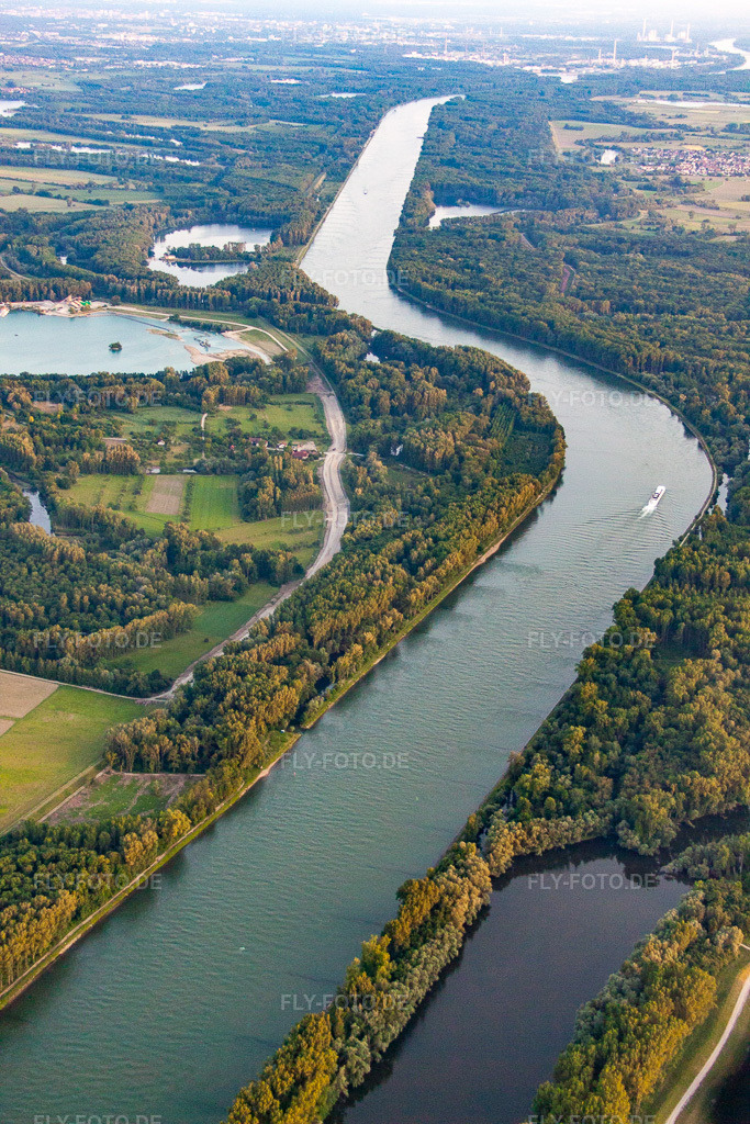 Luftbild: Verlauf des Rheins zwischen Dettenheim und Hördt im Ortsteil Liedolsheim in Dettenheim im Bundesland Baden-Württemberg in Deutschland. Foto: IMG_66477.jpg vom 30.05.2014 durch Werner Riehm/FLY-FOTO.de