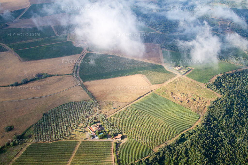 Aerial view: View of the town in Castelgiocondo in the state Tuscany, Italy. – Photo: IMG_43699.jpg taken on 07/28/2011 by Werner Riehm/FLY-FOTO.com – Resolution of the original: 4272 x 2848 px