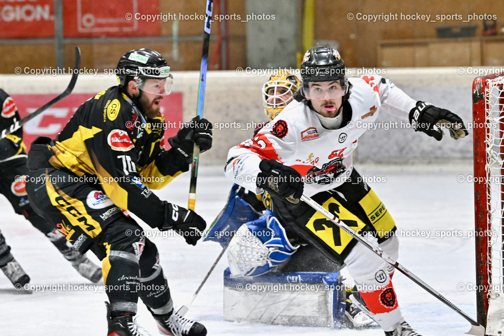 EC MET PHOTOVOLTAIK HORNETS SPITTAL vs. EV ZELTWEG MURTAL LIONS | #70 Kronig Daniel EC Hornets Spittal, #62 Kessler David EV ZELTWEG MURTAL LIONS, #35 Egger Luca EC Hornets Spittal, EC MET PHOTOVOLTAIK HORNETS SPITTAL vs. EV ZELTWEG MURTAL LIONS, EC MET PHOTOVOLTAIK HORNETS SPITTAL vs. EV ZELTWEG MURTAL LIONS am 08.02.2026 in Spittal an der Drau (Eissportzentrum Spittal), Austria, (Photo by Bernd Stefan)